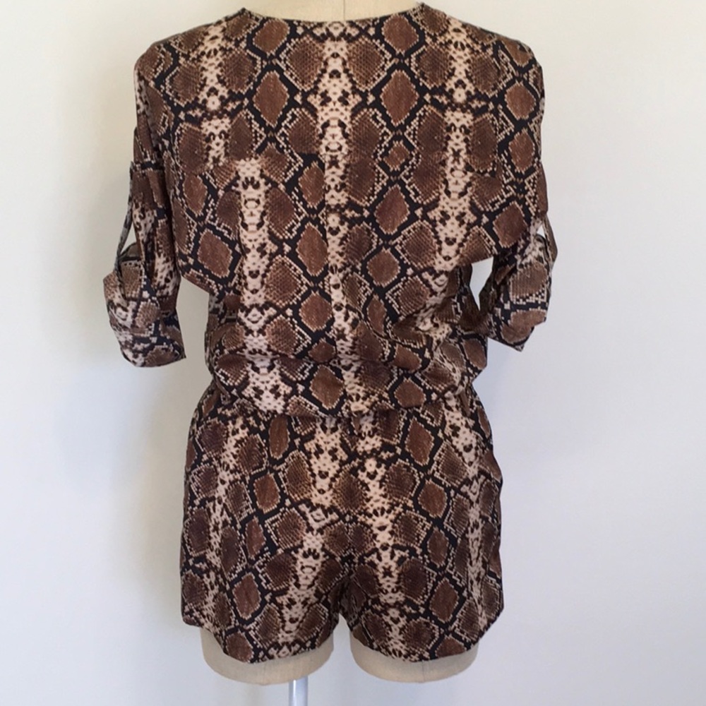 BCBGMaxAzria Brown Snake Print Romper - Picture 12 of 16